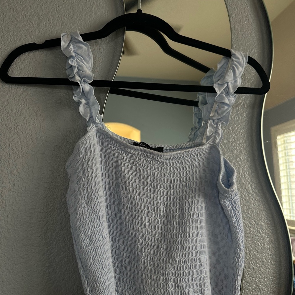 Forever 21 Sky Blue Smocked Top